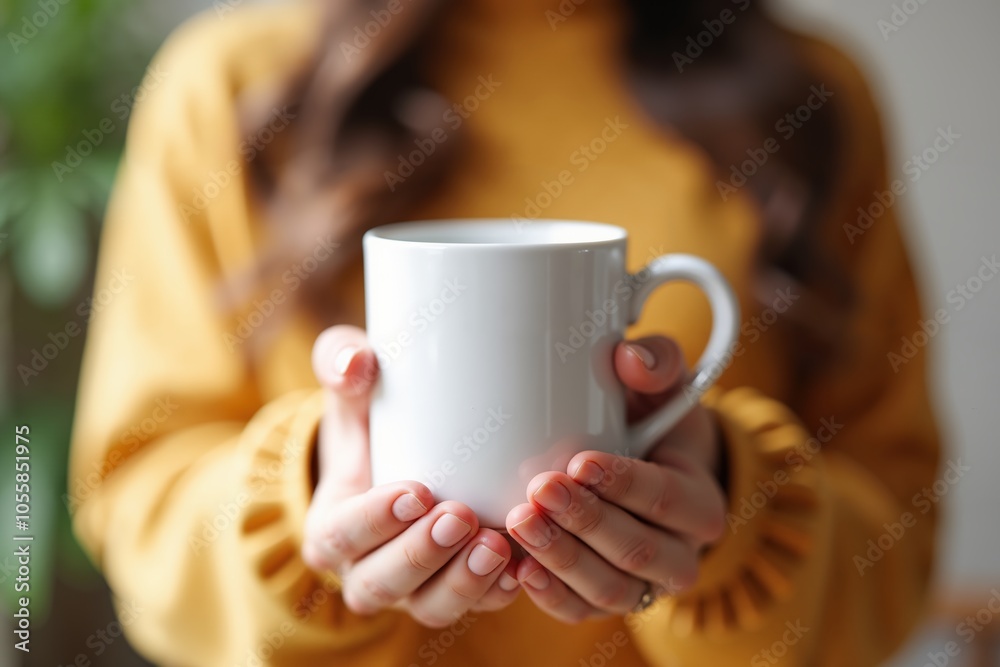 Cozy autumn morning with hot beverage in hand. Cozy autumn morning with hot beverage in hand.
