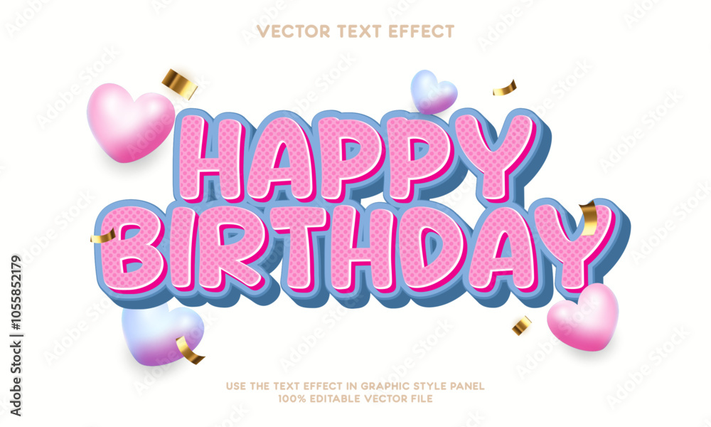 Happy birthday text effect cartoon sign 01 - vector illustration Happy birthday text effect cartoon sign 01 - vector illustration