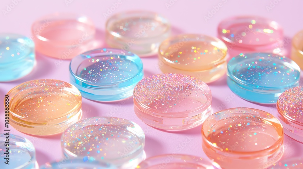 Clear acrylic button with glitter embedded, adding sparkle to a festive outfit Clear acrylic button with glitter embedded, adding sparkle to a festive outfit