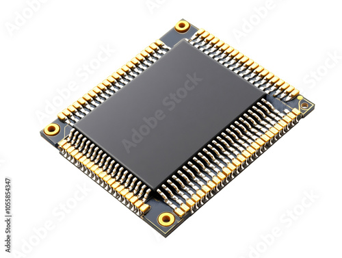 a black and yellow electronic chip photo