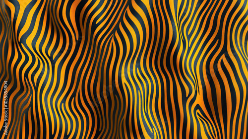 Abstract pattern of wavy stripes in bold orange and black colors creating a dynamic texture effect suitable for various designs