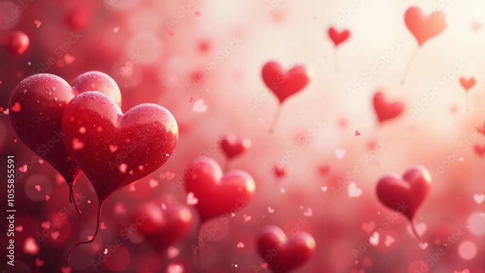 Enchanting Valentine's Day Backdrop: Abstract Panorama of Red Hearts for Marketing, Social Media, and Events Enchanting Valentine's Day Backdrop: Abstract Panorama of Red Hearts for Marketing, Social Media, and Events