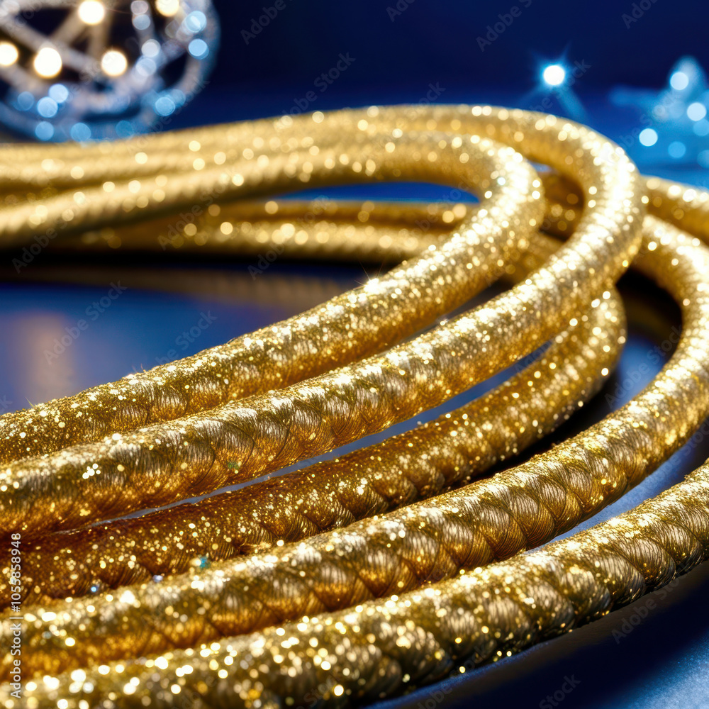 A gold colored wire with glitter on it A gold colored wire with glitter on it