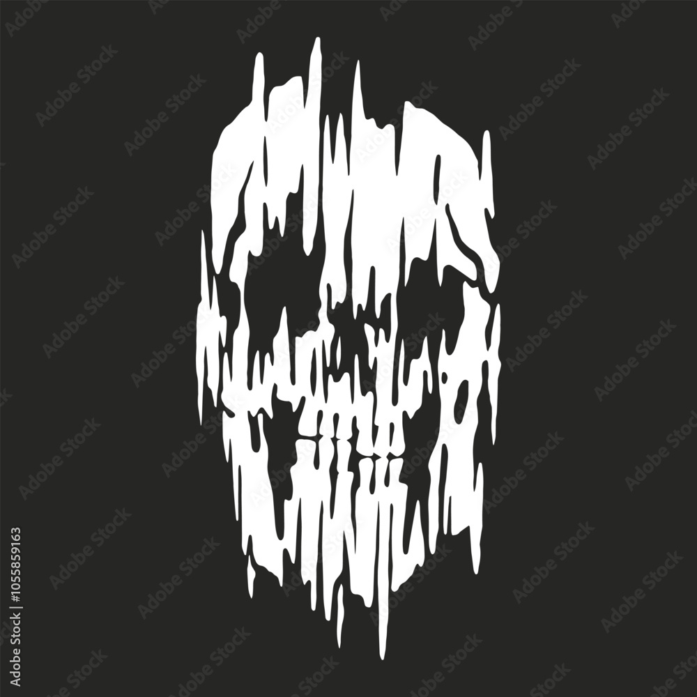 Abstract white skull design on black background