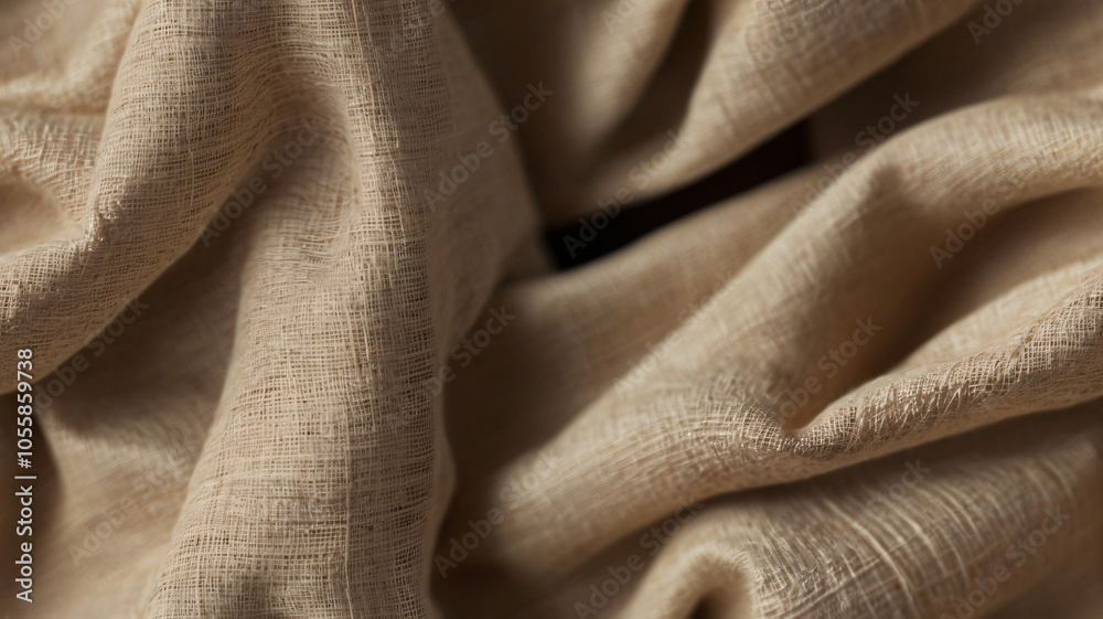 Fototapeta premium White linen canvas crumpled natural cotton fabric. Organic Eco textiles White Fabric linen texture