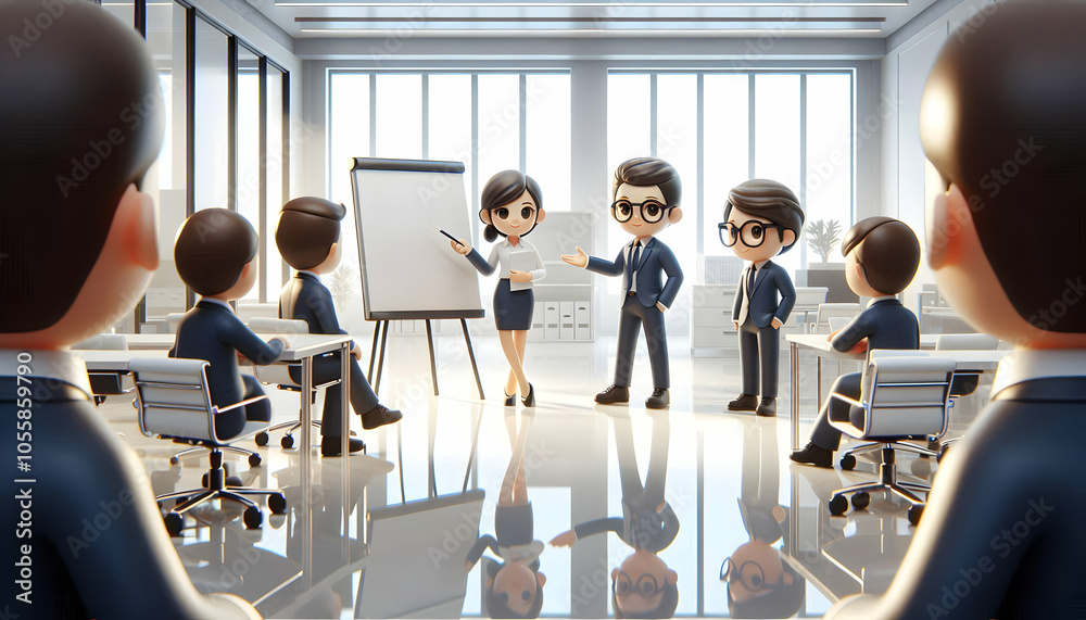 3D Colleagues Presenting New Project Glossy Office Setting Copy Space Professionalism Productivity Ample Space Promotional Content Team Collaboration Creative Environment 3D Colleagues Presenting New Project Glossy Office Setting Copy Space Professionalism Productivity Ample Space Promotional Content Team Collaboration Creative Environment