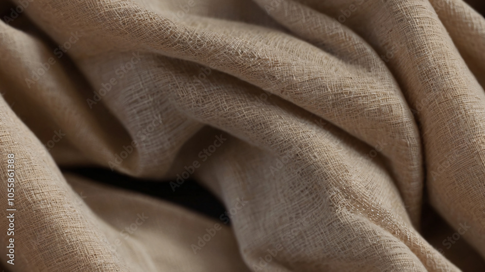 Fototapeta premium White linen canvas crumpled natural cotton fabric. Organic Eco textiles White Fabric linen texture