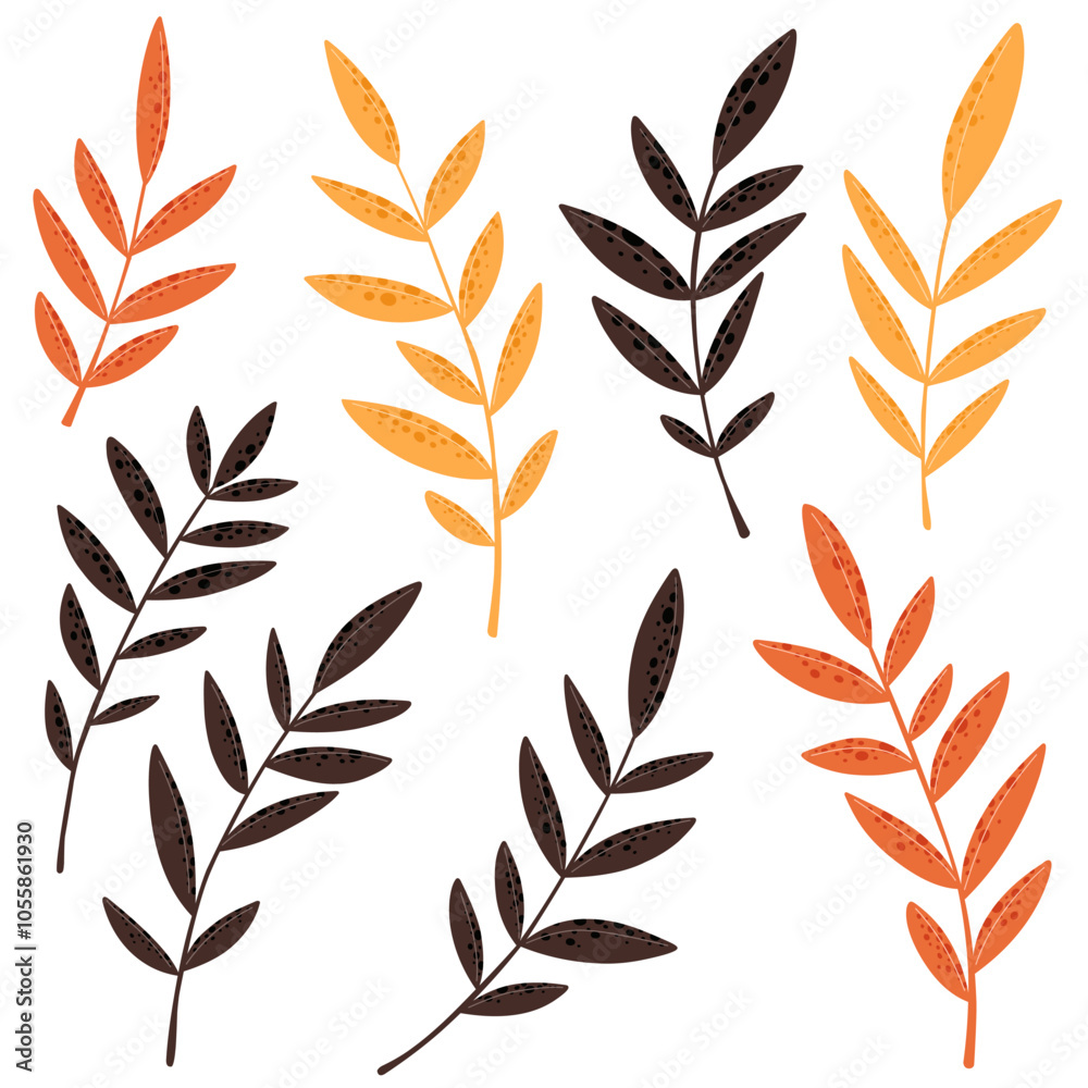Collection of autumn leaves. Stylized leaves in flat style. Collection of autumn leaves. Stylized leaves in flat style.