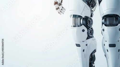 Futuristic exoskeleton with adaptive sensors, adjusting to user s movements, smart tech advancement photo