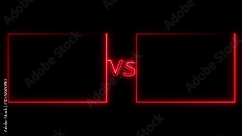 Versus bars neon side line with rectangle frame animation. The concept of battle, competition, duel, or comparison.