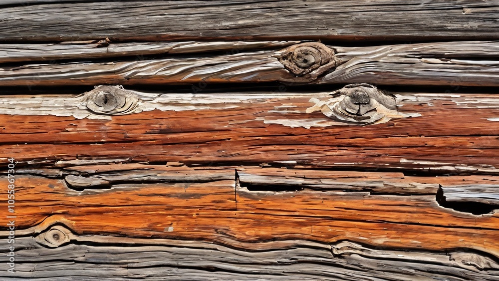 Close-Up of Weathered Wood with Peeling Paint and Grain Patterns Close-Up of Weathered Wood with Peeling Paint and Grain Patterns