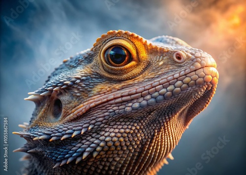 Lizard Face Contours in Misty Atmosphere - Captivating Portrait Photography