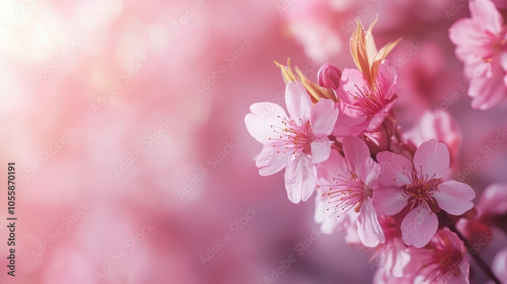 Pink cherry blossoms creating a vibrant spring backdrop Pink cherry blossoms creating a vibrant spring backdrop