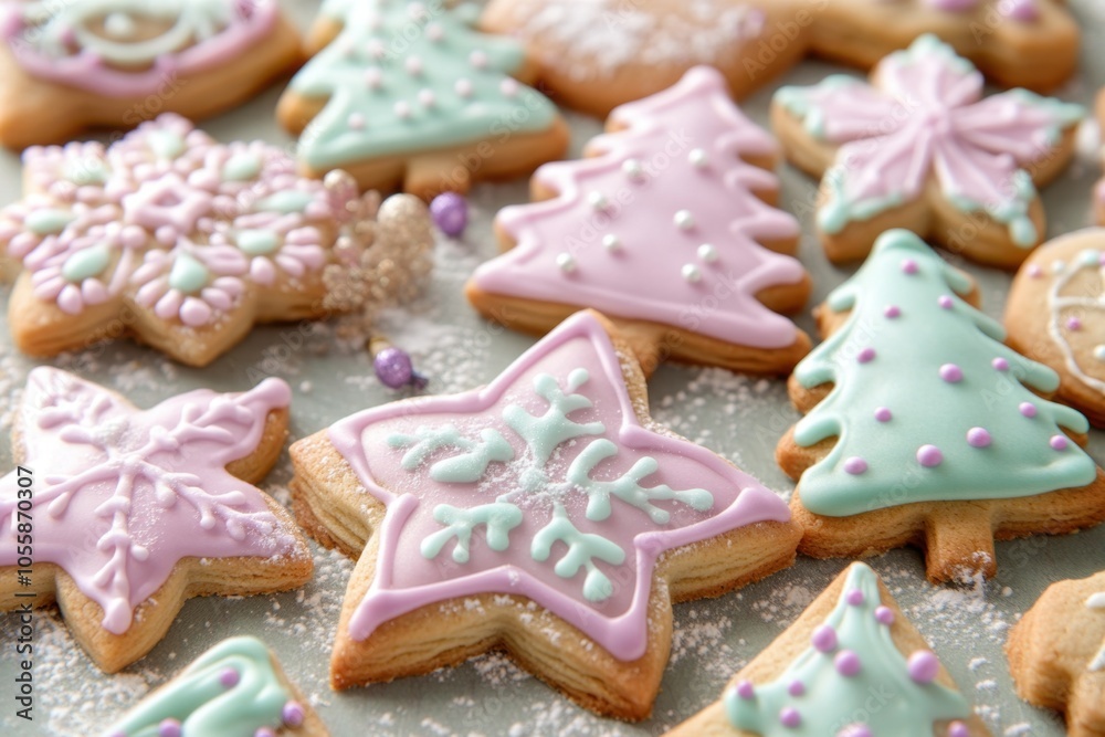 Festive homemade Christmas cookies with decorative icing