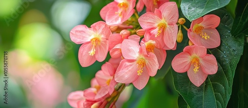 Take A Close Up Photo Of Pink Mussaenda In The Park photo