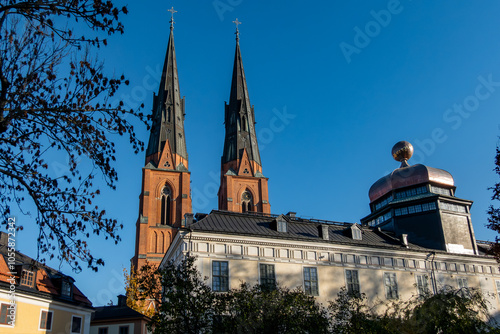 Uppsala, Sweden  A view of the Uppsala Domkyrka or Uppsala Cathedral. photo