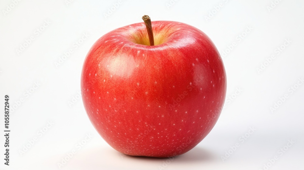 Red apple against a plain white backdrop Red apple against a plain white backdrop