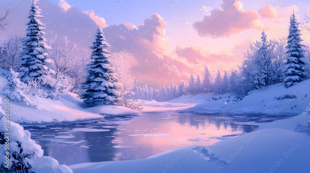 winter landscape with snow