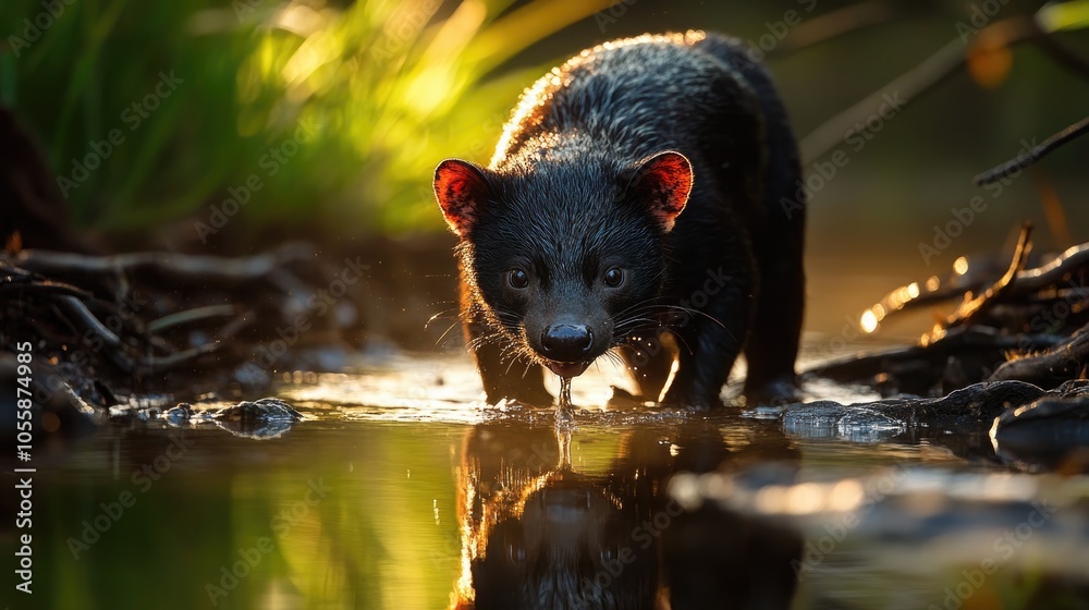 A stunning image capturing a Tasmanian Devil in its natural environment highlighting its impressive beauty and power A stunning image capturing a Tasmanian Devil in its natural environment highlighting its impressive beauty and power