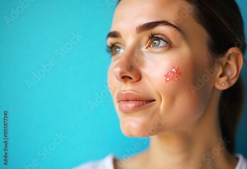 Close Up of Woman s Face with Skin Rash