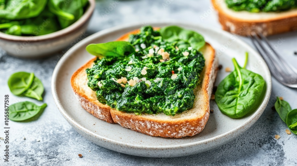 Vibrant spinach blend accompanied by crunchy toast on a bright backdrop featuring a high quality image and an open atmosphere Vibrant spinach blend accompanied by crunchy toast on a bright backdrop featuring a high quality image and an open atmosphere