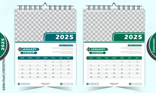 unique Calendar 2025 corporate template design set. Monthly planner design in corporate and business style