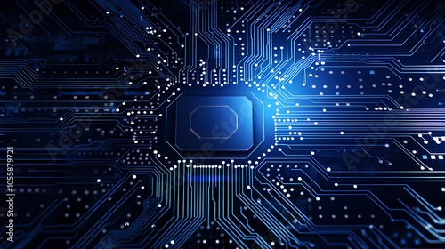 Futuristic digital cityscape with glowing lines and data servers