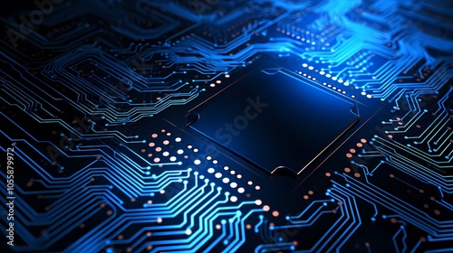 Futuristic digital cityscape with glowing lines and data servers