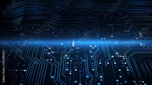 Futuristic digital cityscape with glowing lines and data servers