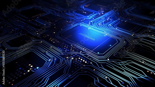 Futuristic digital cityscape with glowing lines and data servers