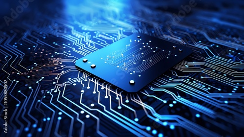 Futuristic digital cityscape with glowing lines and data servers