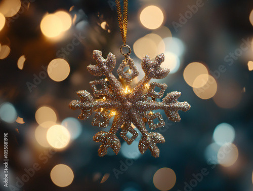 A delicate crystal snowflak...