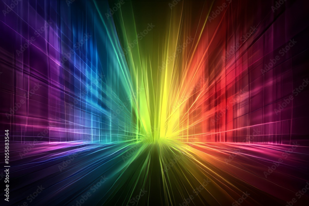 graphic background with laser beams of different colors with ...