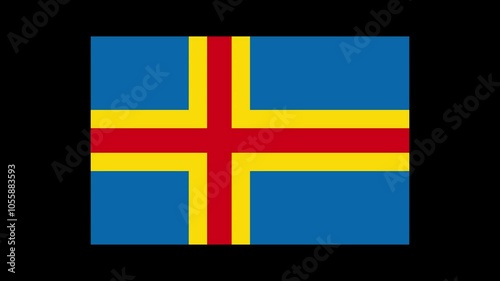 Aland Country Flag Elements Construction Animation