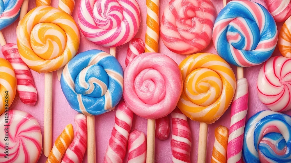 Colorful Swirled Lollipops and Candy Canes Seamless Pattern Colorful Swirled Lollipops and Candy Canes Seamless Pattern