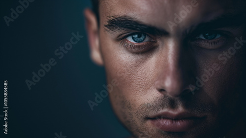 Dramatic Close-Up of a Man with Piercing Eyes