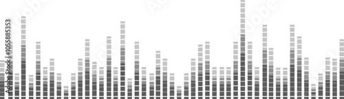 Abstract background featuring a grayscale equalizer showcasing audio levels, making it ideal for technology and music related concepts. Perfect for adding a modern touch to your design projects