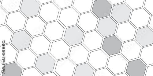 Vector geometric seamless texture symbol. Hexagon, bees hive cells pattern. Bee honey shapes. Abstract pattern with hexagonal white and gray technology line paper background.   Stylish grid texture. 
