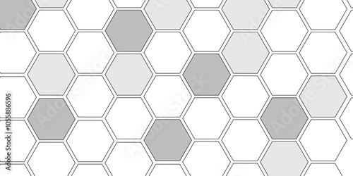Vector geometric seamless texture symbol. Hexagon, bees hive cells pattern. Bee honey shapes. Abstract pattern with hexagonal white and gray technology line paper background.   Stylish grid texture. 
