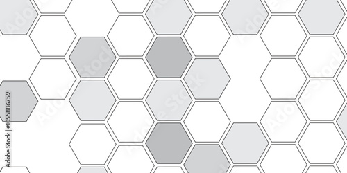 Vector geometric seamless texture symbol. Hexagon, bees hive cells pattern. Bee honey shapes. Abstract pattern with hexagonal white and gray technology line paper background.   Stylish grid texture. 
