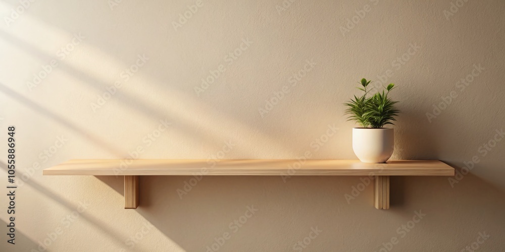 Fototapeta premium Minimalist Conceptual Photography of an Empty Shelf Stand on a Wall for Home Decor Inspiration