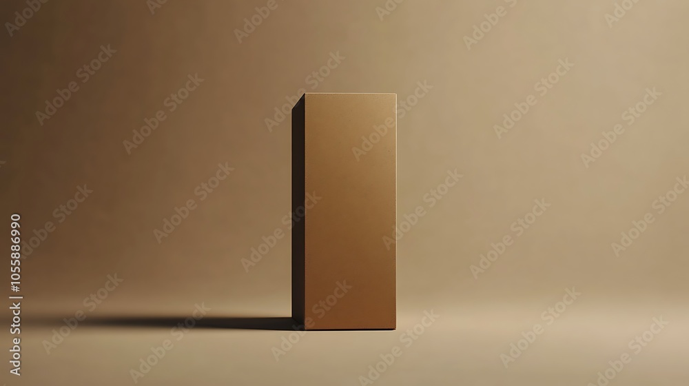 Kraft box mockup standing upright with blank sides, ready for logo and text display Kraft box mockup standing upright with blank sides, ready for logo and text display