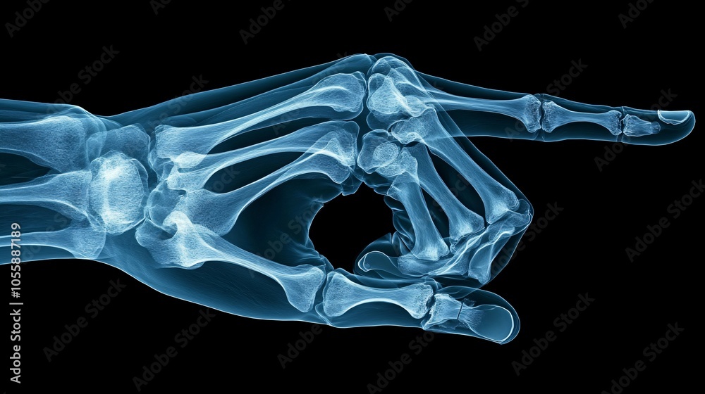 X-ray of a hand, symbolizing health and precision in medical diagnostics X-ray of a hand, symbolizing health and precision in medical diagnostics