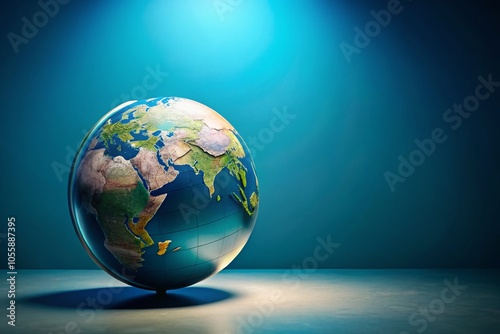 Minimalist Globe Image with Clean Lines and Blue Background for Travel Agencies and Global Travel Companies