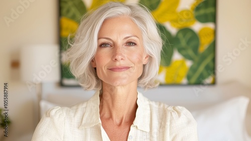 Embracing grace the beauty of aging with confidence in a serene environment surrounded by nature-inspired decor