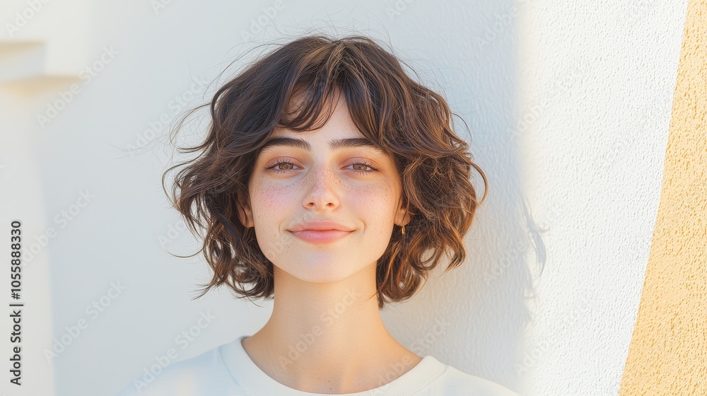 Capturing the essence of joy a portrait of a young woman with natural beauty and a bright smile against a minimalist background Capturing the essence of joy a portrait of a young woman with natural beauty and a bright smile against a minimalist background
