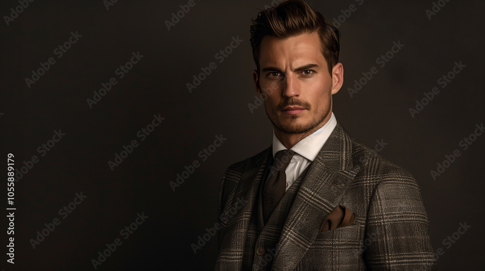 Stylish Portrait of a Man in a Checkered Suit Stylish Portrait of a Man in a Checkered Suit