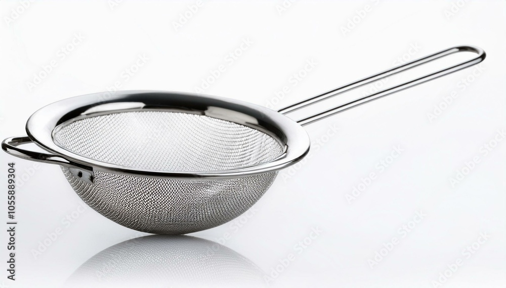 Stainless Steel Strainer on White Stainless Steel Strainer on White