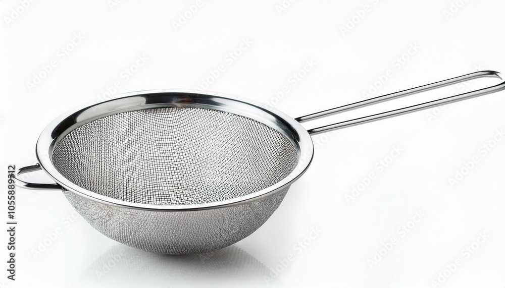 Stainless Steel Strainer on White Stainless Steel Strainer on White
