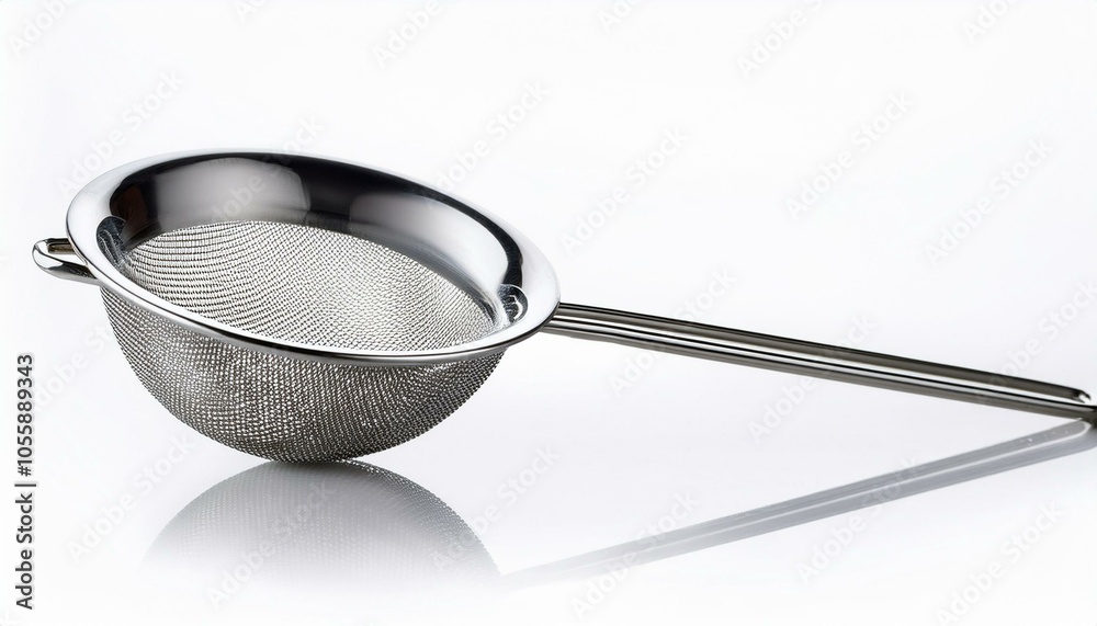 Stainless Steel Strainer on White Stainless Steel Strainer on White